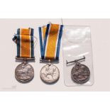 Three WWI BWM medals T 20256 A CPL S Cotgrave ASC, James W Green, 149441 GNR.GM Clark RA.