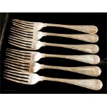 A set of six silver side forks, 10.41toz.