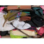 A group of leather belts, scarves, wash set and jewellery box.
