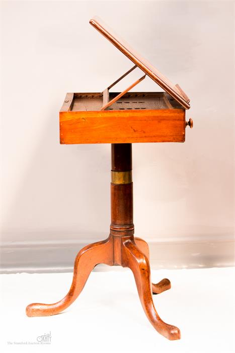 A Georgian mahogany table/book rest, the top with ratcheted height adjustable stand above a single - Image 5 of 6