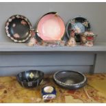 A group of ceramics to include Carlton ware, black glazed bowls,