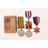 Boxed WWII medals S Bourne Esquire.