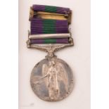 Boxed General service medal, Malaya class PTE J Leatham RAOC.