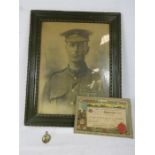 A photograph WWI of Ernest Wilson, together with Comrades of the Great War card of Comradeship,