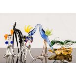 A group of Murano glass animals.