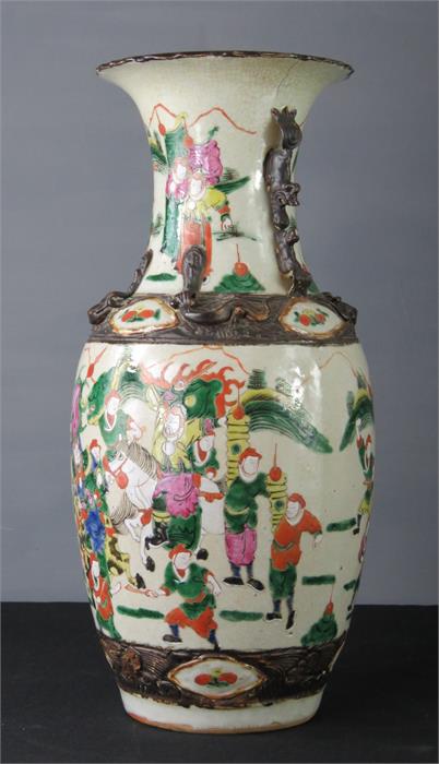 A late 19th/early 20th century Chinese crackleglazed vase, 45cm high.