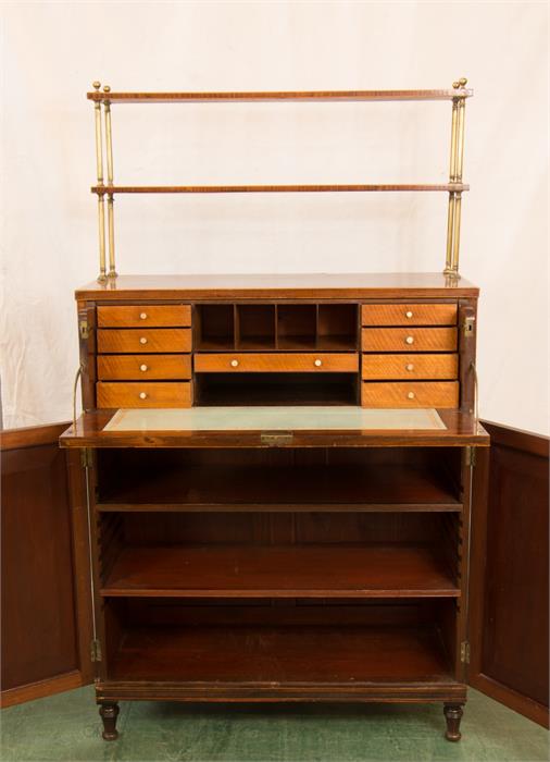 A 19th century rosewood secretaire with two tier shelf back, cedar lined drawers, drop down front - Image 5 of 9