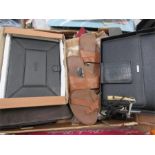 A group of leather items and gents clothing, including a Lagerfield leather ipad case, leather