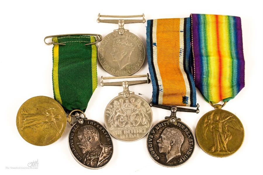 A Territorial Efficiency Medal 4th Leicester Regiment, WWI PIR Royal Marine Light Infantry Victory