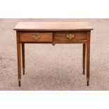 A 19th century oak two drawer side table.