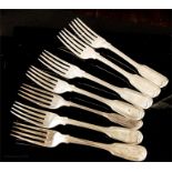 A set of six silver dinner forks, 13.15toz.