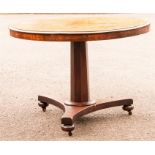 A Victorian mahogany breakfast/centre table with circular top, triform base