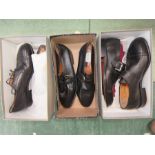 Three pairs of gentleman's Italian shoes, including Via Montenapoleone.