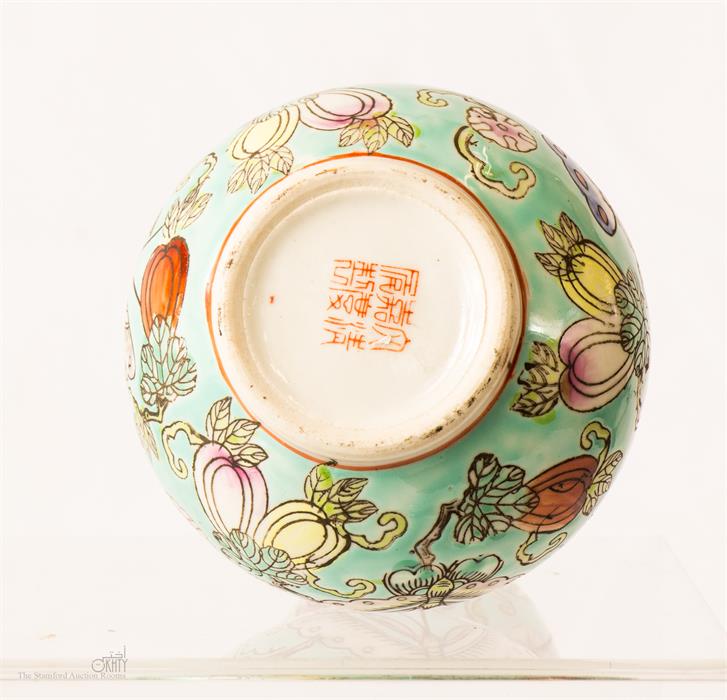 A Chinese porcelain gourd vase, with turquoise ground. - Image 4 of 4