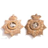 Two helmet plates South Staffordshire Regt., Kings Crown, Norfolk Regt. Victorian Crown.