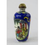 A Japanese enamel snuff bottles, scenes of ladies at leisure.