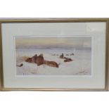 Archibald Thorburn: limited edition print, Partridges in a Snowy Field.