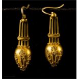 A pair of gilt metal pendant earrings.