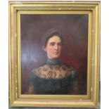 Harry R Douglas (19th century): portrait of a young lady, quarter length, wearing black, 74 by 62cm.