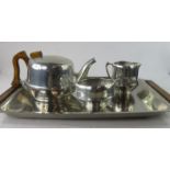 A retro aluminium Piquet tea set including tray.