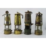 Four miners lamps, to include one by The Projector Lamp and Lighting Co ltd, Eccles.