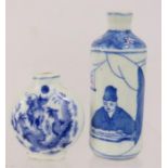 Two blue and white Chinese scent bottles.