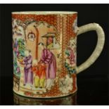 A Chinese tankard with polychrome enamelled figural scene.