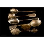 A group of silver spoons.