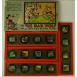 A Walt Disney Big Bad Wolf and Little Red Riding Hood lantern slides, in original packaging with