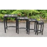 A 19th century nest of Chinese black lacquered and mother of pearl decorated tables, the graduated