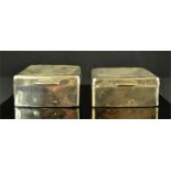 Two silver cigarette boxes, one containing silver jar rim, pendant etc, the other machine engraved