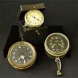 Two car clocks, by Smiths and Jaeger, together with a boxed Elliott Speed indicator.