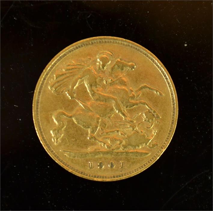 A Victoria 1901 gold half sovereign.