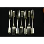 A set of six side forks, London 1855, 9.76toz.