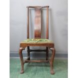 A rare walnut 18th century single chair, with drop in seat, 104cm high.