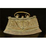 A rare early flint holder, leather and brass.