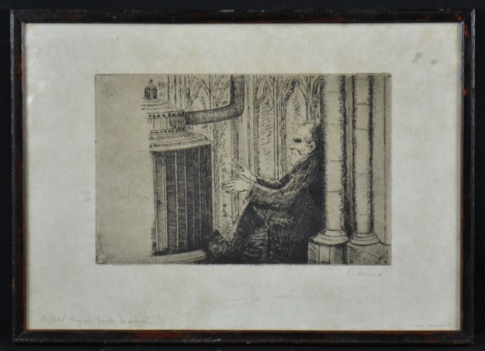 E. Hume, A Cold Day in York Minster, etching.