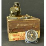 A WWII RAF Azimuth circle together with eight day aircraft cockpit clock.