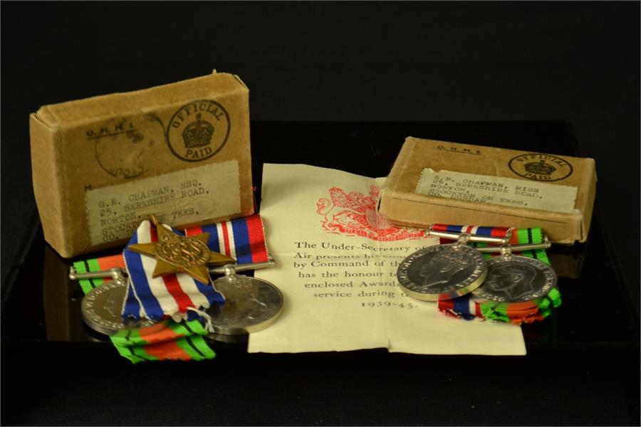 A WWII husband and wife medal groups.