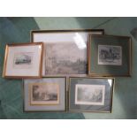 A group of five 19th century framed prints.