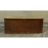 A large oak ledger box, circa 1900, 76 by 50 by 30cm.