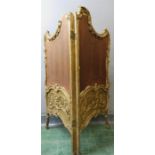 A French giltwood fire screen, 104cm by 50cm.