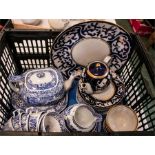 A Spode Italian part tea service, and a blue and gold part tea service.