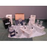 A group of Royal Doulton crystal, boxed, to include candlesticks, vase, pair of Whisky glasses, stem