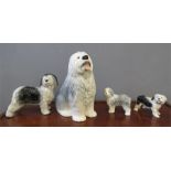 A large Beswick Old English Sheep Dog, together with three similar ceramic models.