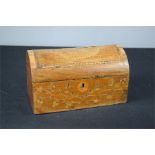 A Kilarney Irish box, marquetry, the dome top depicting Mutcross Abbey, and shamrocks to the