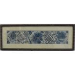 A 19th century blue silkwork embroidered panel.