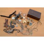 A group of miscellaneous items to include Victorian spectacles, coins including One Penny 1812,