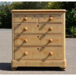 A painted pine chest of drawers, two over three long graduated drawers.