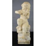 A 19th century Italian marble carving of a child playing the violin, 53cm high.